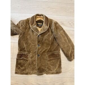 VTG Men's Barn Chore Coat Brown Corduroy & Leather Jacket 60-70s Sz 40 Cortefiel